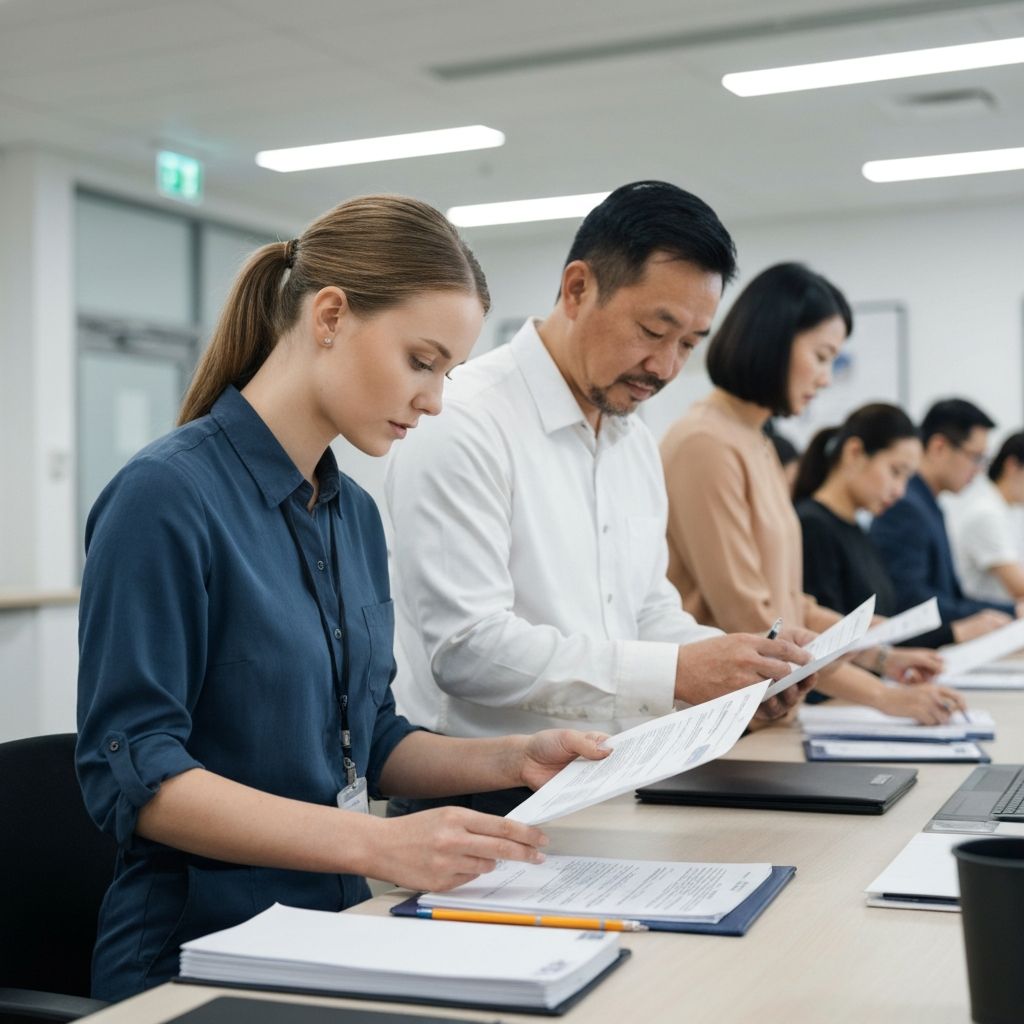 Офисная команда проверяет и анализирует документы и результаты